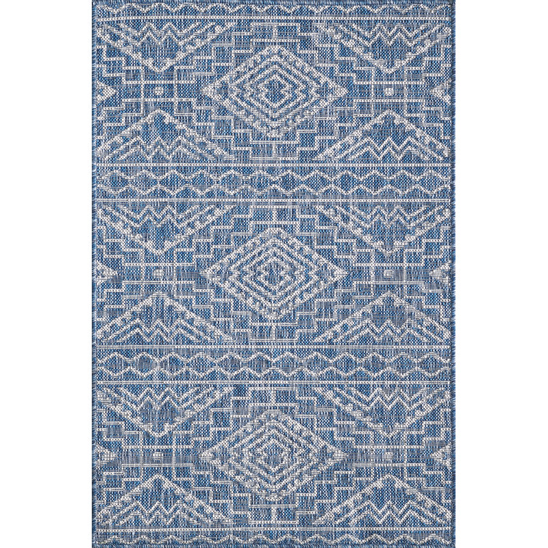Bethaney Moroccan Indoor / Outdoor Area Rug, Rectangle 3'11" x 2'7", Blue