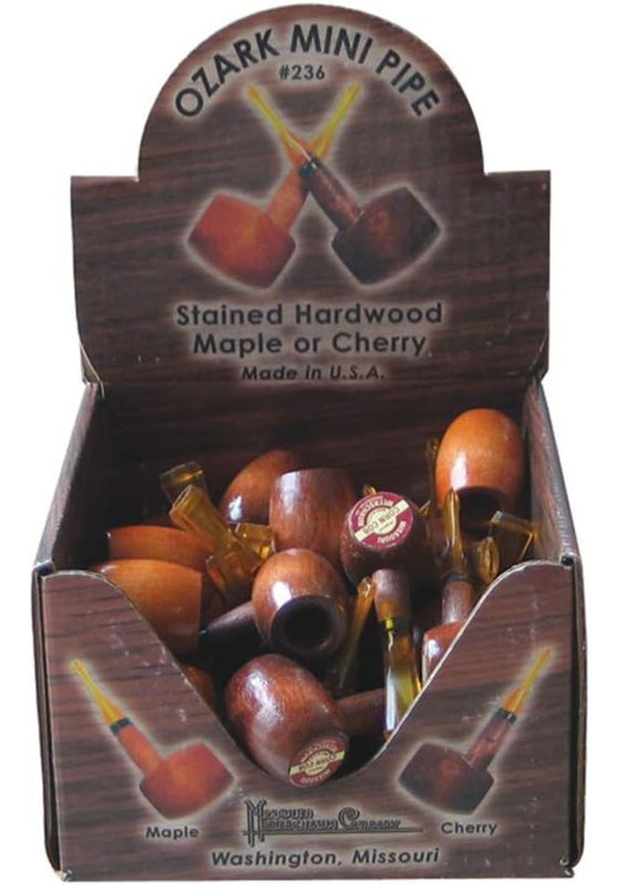 OZARK Mountain Pipes, Amber Bit, 30 Pipes In Display Case