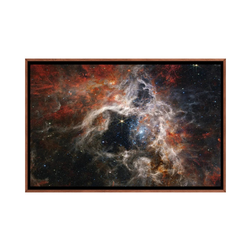 «Tarantula Nebula, James Webb Telescope Image», reproduction d'art sur toile encadrée, 48 po x 32 po, Framed Canvas, Brown