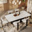 Ensemble de table de salle à manger 7 pièces, table de salle à manger en faux marbre et 6 chaises de salle à manger-1421032506-1421472091