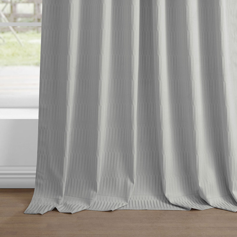 Akieba Lines Velvet Room Darkening Curtains, Silver, 50" W x 108" L