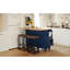 Ensemble d'îlot de cuisine avec abattant et 2 sièges, ensemble de table de salle à manger avec armoire de rangement, tiroirs et porte-serviettes, TopMAX, bleu + noir + brun-820971632