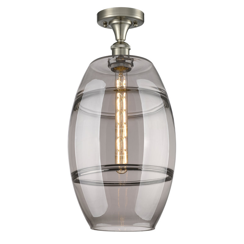 Plafonnier semi-encastré 1 lumière Ballston - Abiagael, Gris fumée clair, Nickel satiné brossé