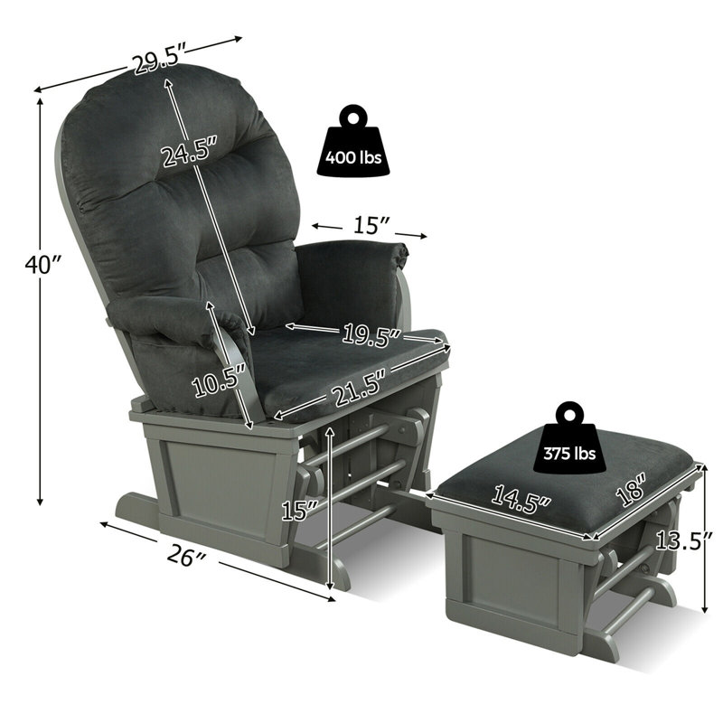 Chaise berçante pour chambre de bébé Harriet, Noir/vert