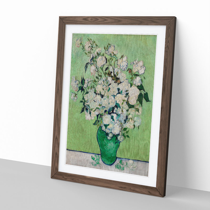 Roses Vol.2 by Vincent Van Gogh - Picture Frame Painting, 36cm H x 27cm W x 2cm D, Walnut Framed