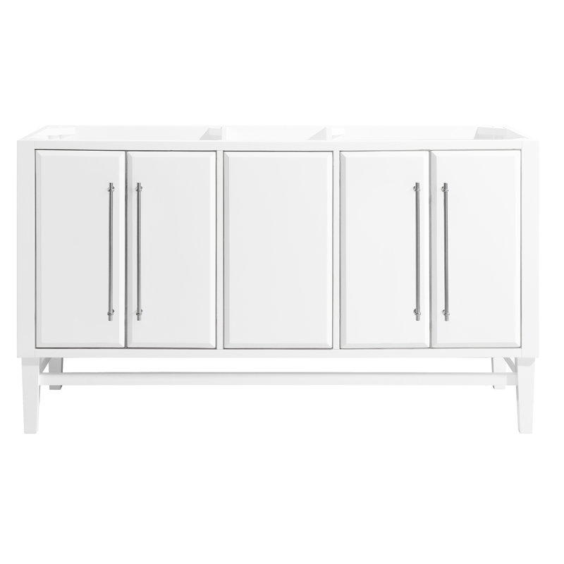 Mason 60'' W Double Bathroom Vanity Base, White, Gold