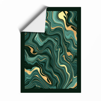Flowing Teal Currents Modern - Framed Print