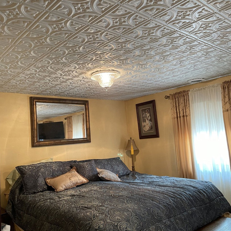 Tuile de plafond texturée en PVC Tiny Tulips L 24 po x l 24 po, Cuivre antique
