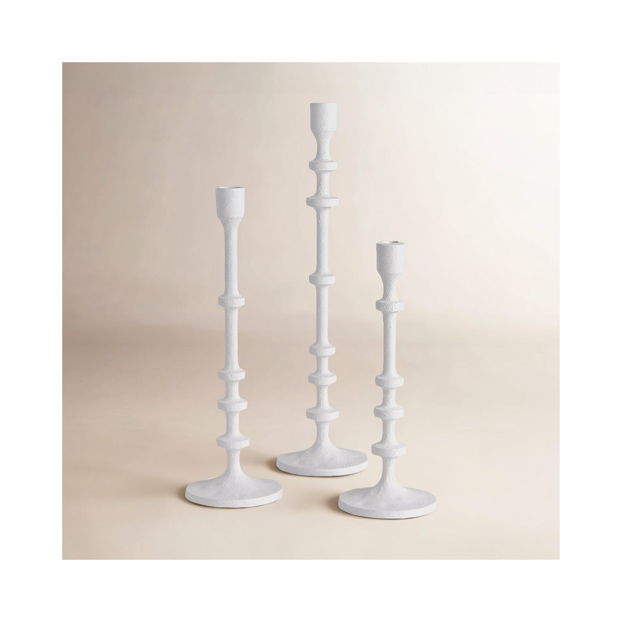 Ginny Taper Holders (Set of 3), White