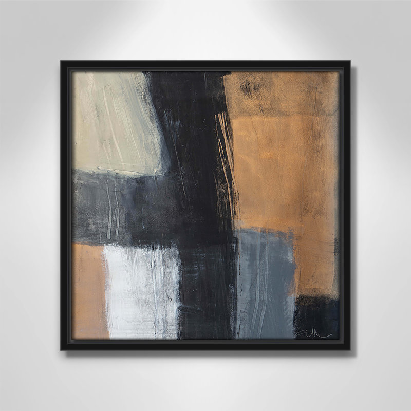 «Metallic Slate II» par Casa Fine Arts, Cadre flottant noir, H 13,5 po x l 13,5 po x P 2 po
