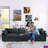 Wauseon 112.6"W Chenille 3 - Seater Sofa , With Pull - Out Storage Drawers Under Each Seat，Armrest Crescent Design.-71906575