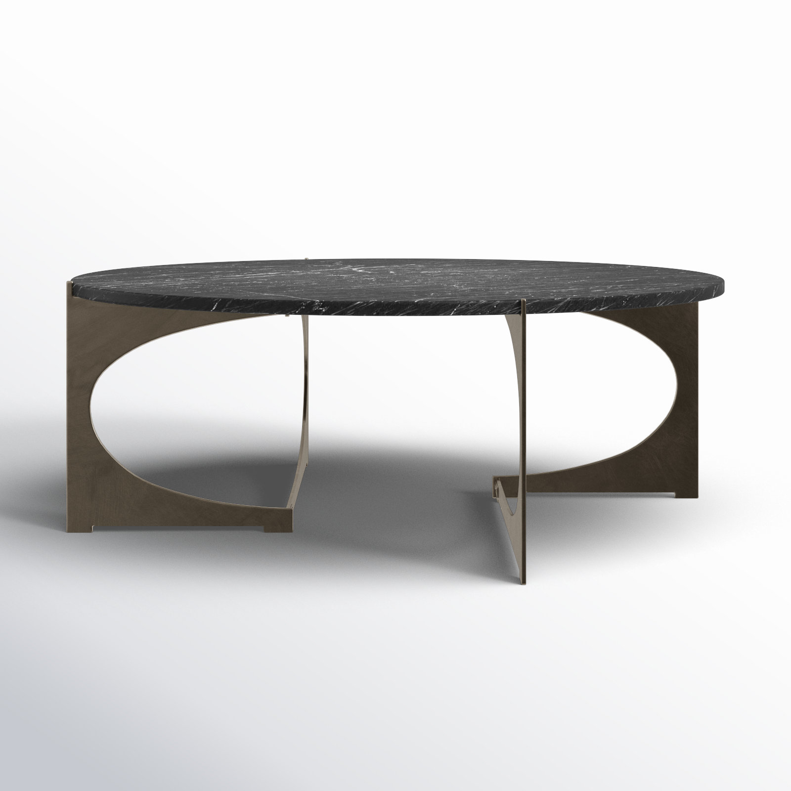 Giles Single Coffee Table, Black Top/Antique Nickel Base