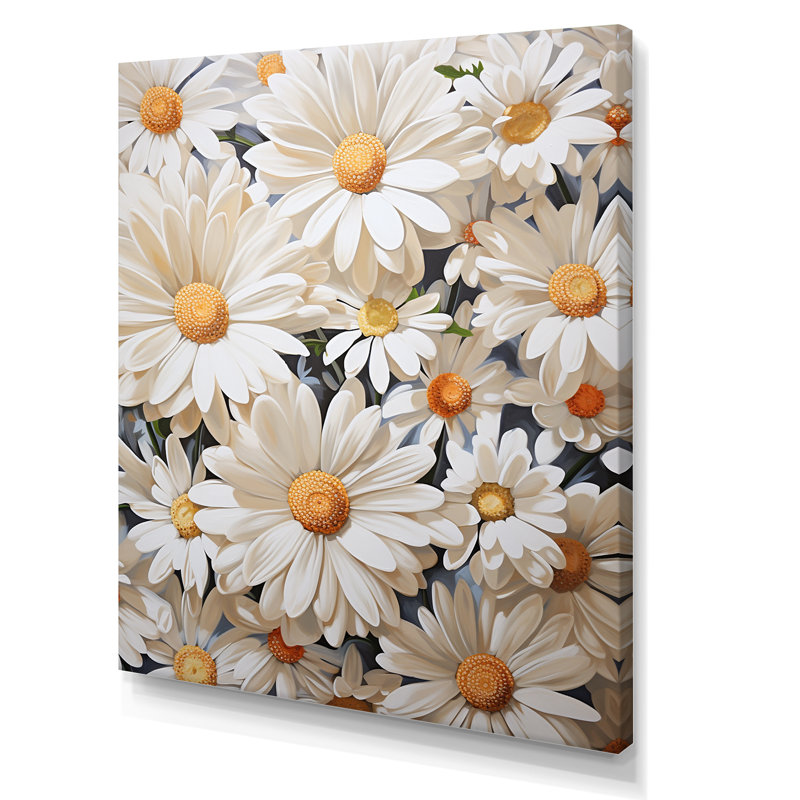 Marguerite blanche en fleurs élégance, Toile tendue, H 44 po x l 34 po x P 1,5 po