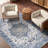 Machine Washable Non-Slip Oriental Blue/Beige Area Rug-1603410397