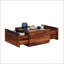 Table basse moderne brun foncé avec tiroirs à pleine extension pour un rangement généreux et un décor de salon élégant