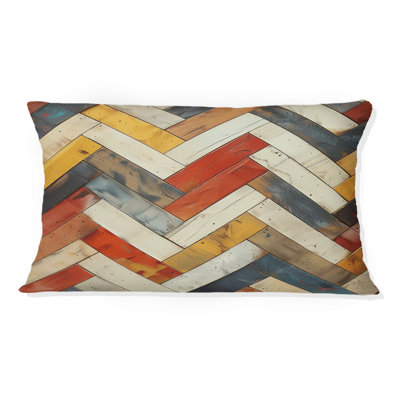 Orange Beige Chevron - Chevron Lumbar Pillow