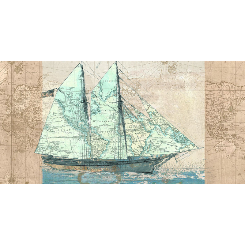 Sailing To The Seas by Joannoo - Wrapped Canvas Print, 35cm H x 70cm W x 4cm D