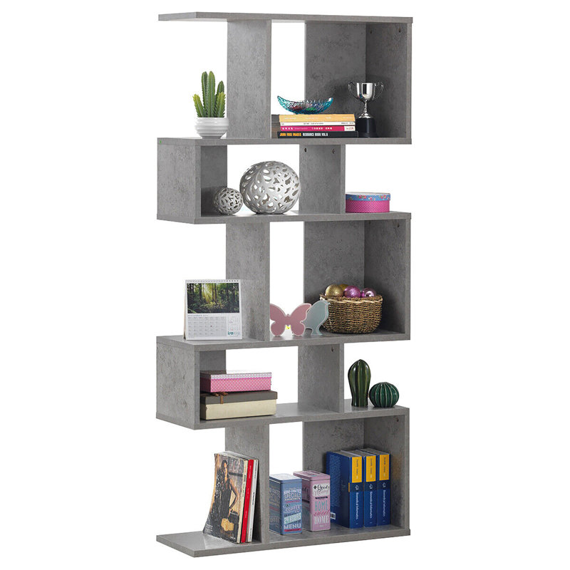 Bibliothèque géométrique H 70 po x l 31 po Wiltraud, Gris