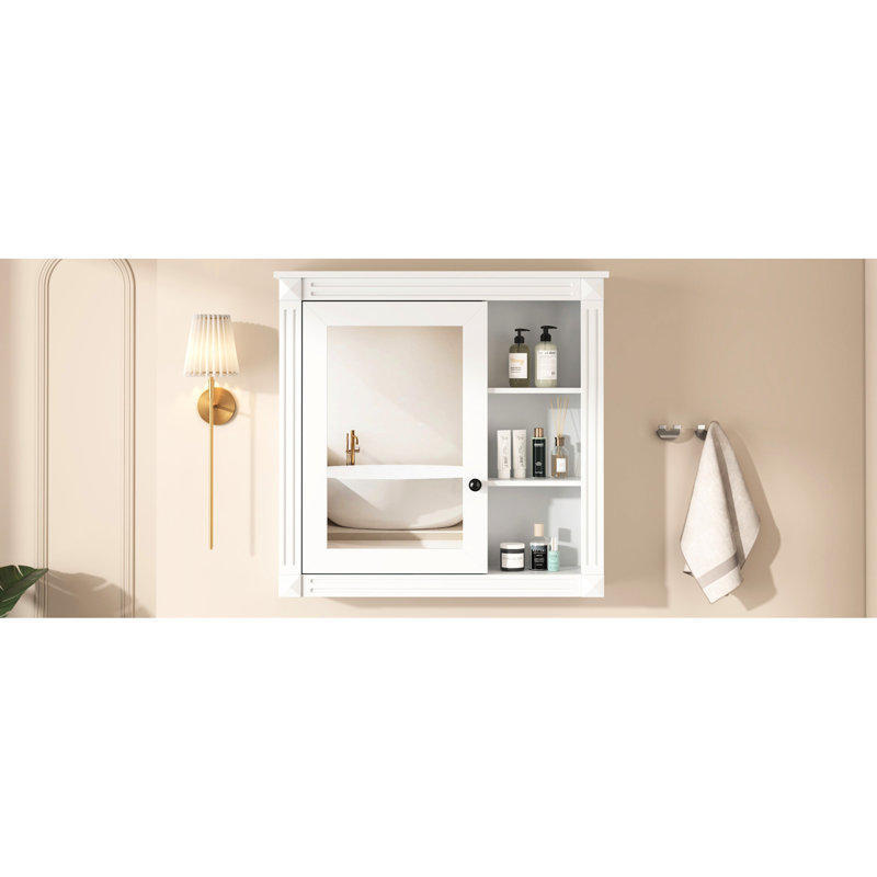 Bathroom Wall Mounted Mirror Cabinet - White, Modern And Practical Storage Solution Organization