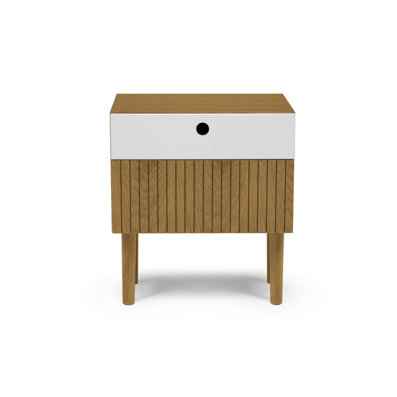 Ironesha 45cm W Bedside Table, Natural Oak/White