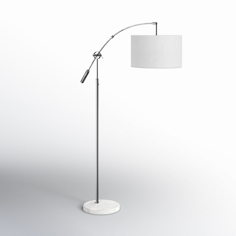 Lampe sur pied arquée 81 po Kata, Acier brossé, Taupe clair
