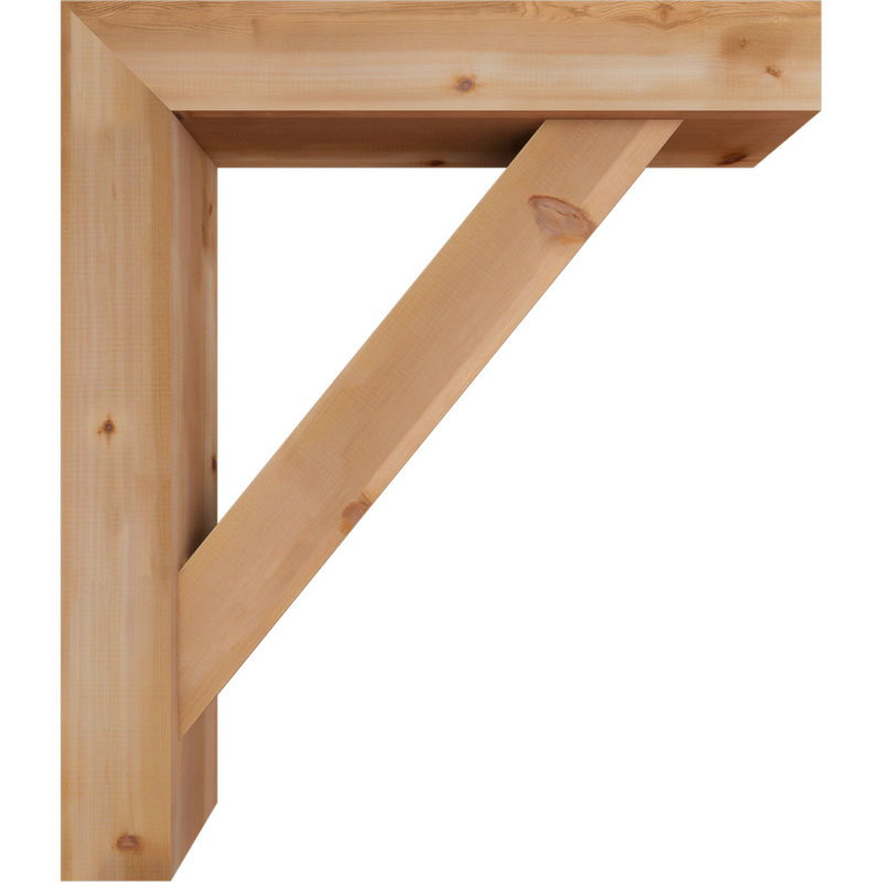 7 1/2"W x 38"D x 44"H Traditional Block Smooth Bracket w/ Offset Brace, Western Red Cedar, 44 x 38