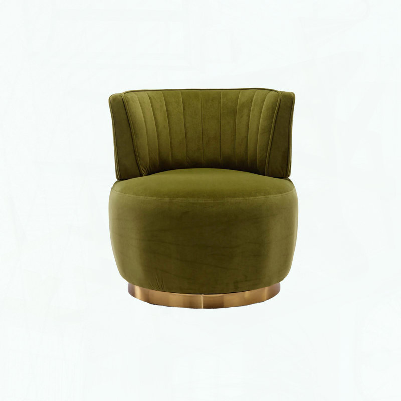 Fauteuil demi-tonneau pivotant 360 ° - Velours, Olive