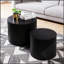 Ensemble de 2 tables basses gigognes, design rond moderne avec pieds antidérapants pour une utilisation polyvalente dans le salon, la chambre à coucher et le bureau.-733288707