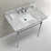 Edwardian Ceramic Rectangular Console Bathroom Sink with Overflow