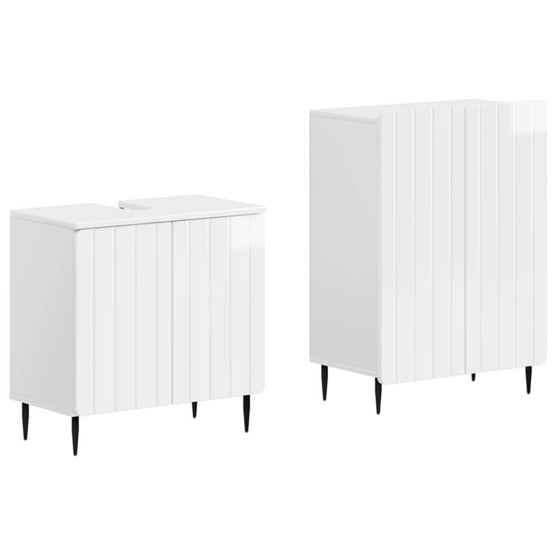 Bathroom Storage Furniture Set, High Gloss White