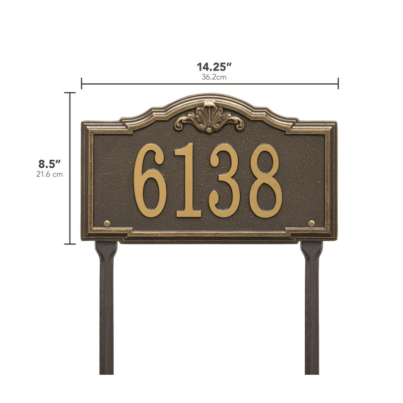 Gatewood Personalized Standard 1-Line Lawn Address Sign, Bronze/Gold, Yes