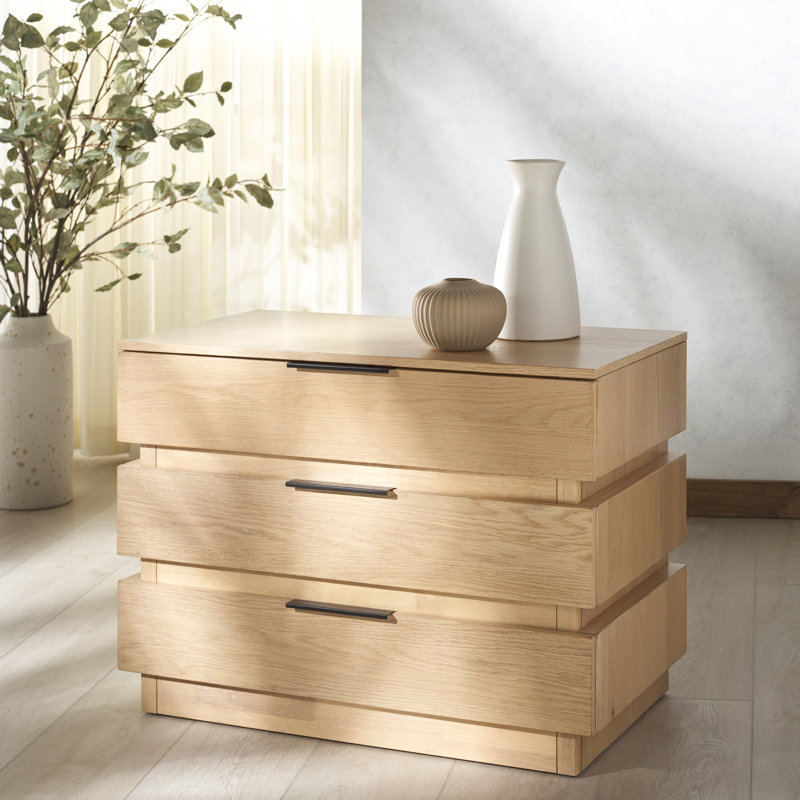 Commode 3 tiroirs Ezora, Chêne