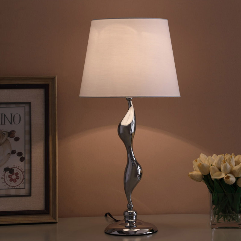 Lampe de table argentée 24 "Erte Art Deco Silhouette