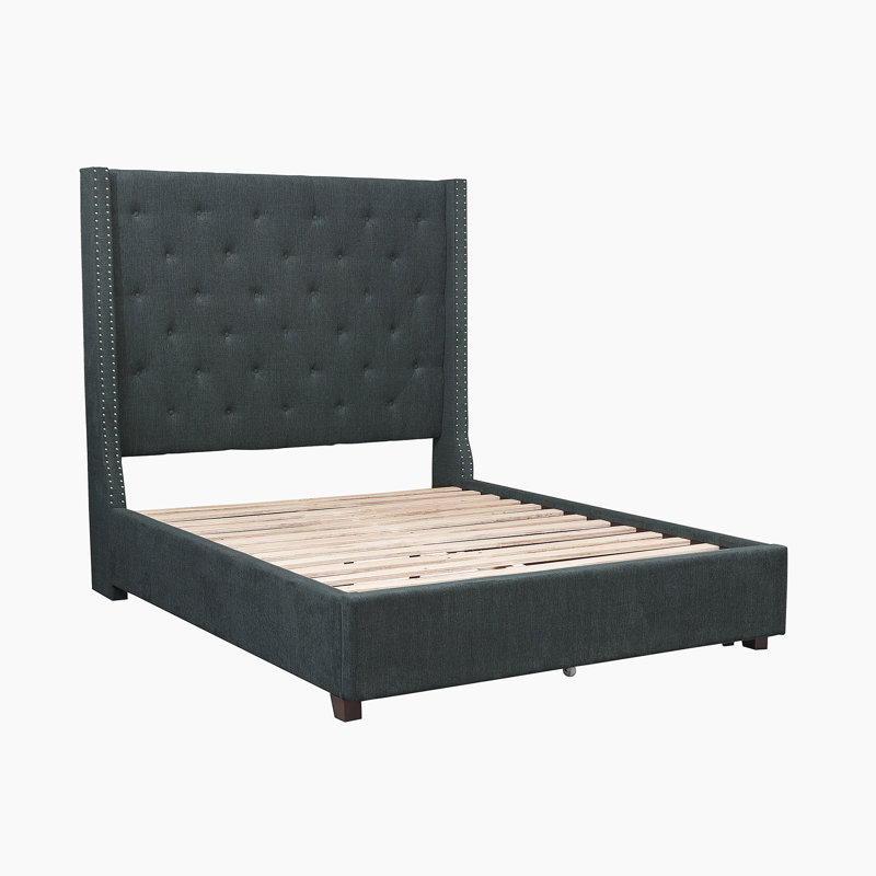 Lit plateforme tapissier avec rangement Laylagrace, Grand, Beige
