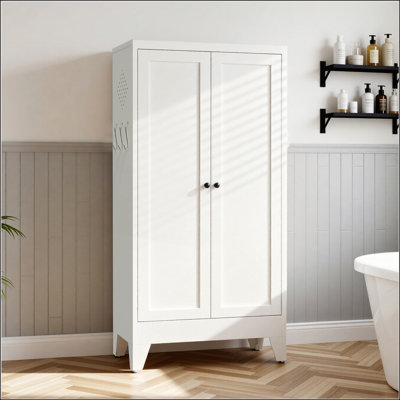 Armoire de cuisine 47,3 pouces en métal blanc avec 3 tablettes réglables pour la cuisine et le salon