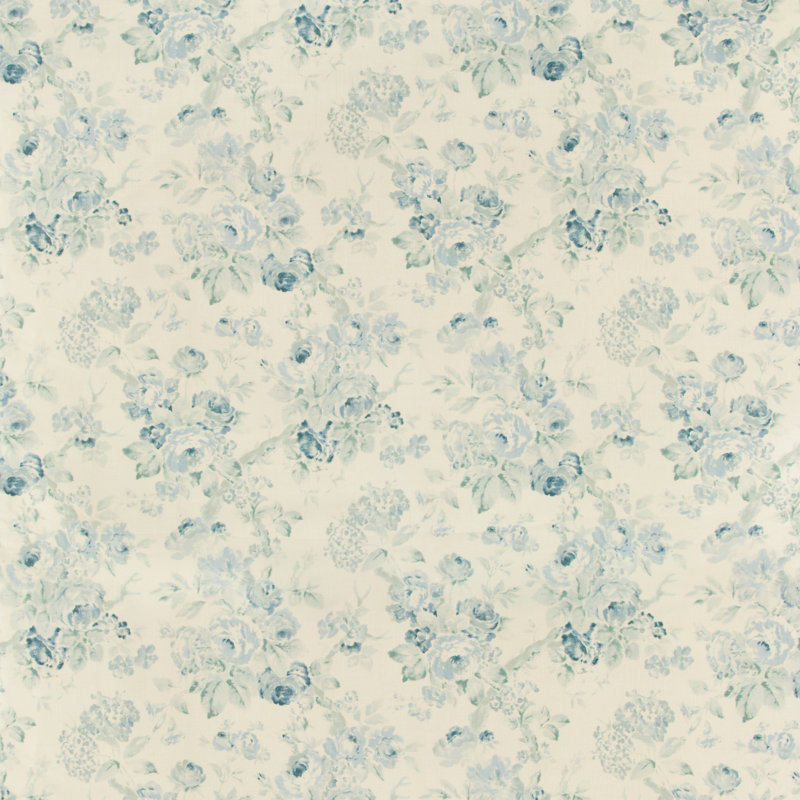 Garden Roses Fabric, Aqua/Blue