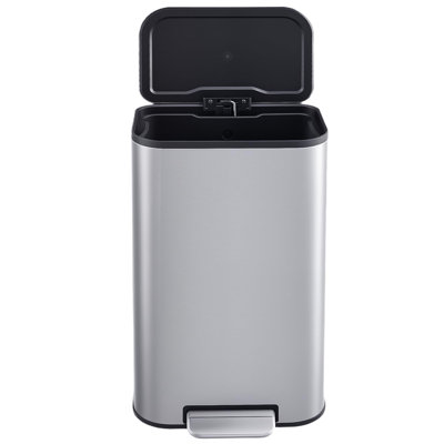 Poubelle de cuisine en acier inoxydable de 30 L (8 gallons) avec couvercle à pédale à fermeture douce, seau intérieur amovible, résistant aux empreintes digitales, compact pour la maison, le bureau et la salle de bain