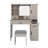 Farmhouse Vanity Desk with Sliding Mirror, LED Lights, and Built-in Charging Station-1679016830