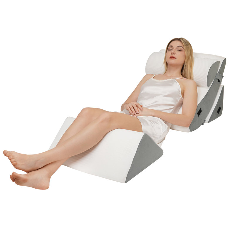 Memory Foam Wedge Pillow Set,Adjustable Back Support Pillow, White