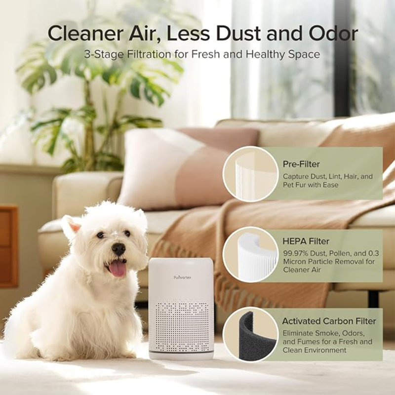 Purificateur d'air de bureau compact - filtre HEPA véritable, fonctionnement silencieux et écoénergétique - capture 99,97% des allergènes, de la poussière et des odeurs - idéal pour la maison, le bureau et la chambre à coucher - Modèle: AC300