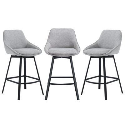 Tabouret de comptoir pivotant en lin 25,6 po avec structure en métal Absalom