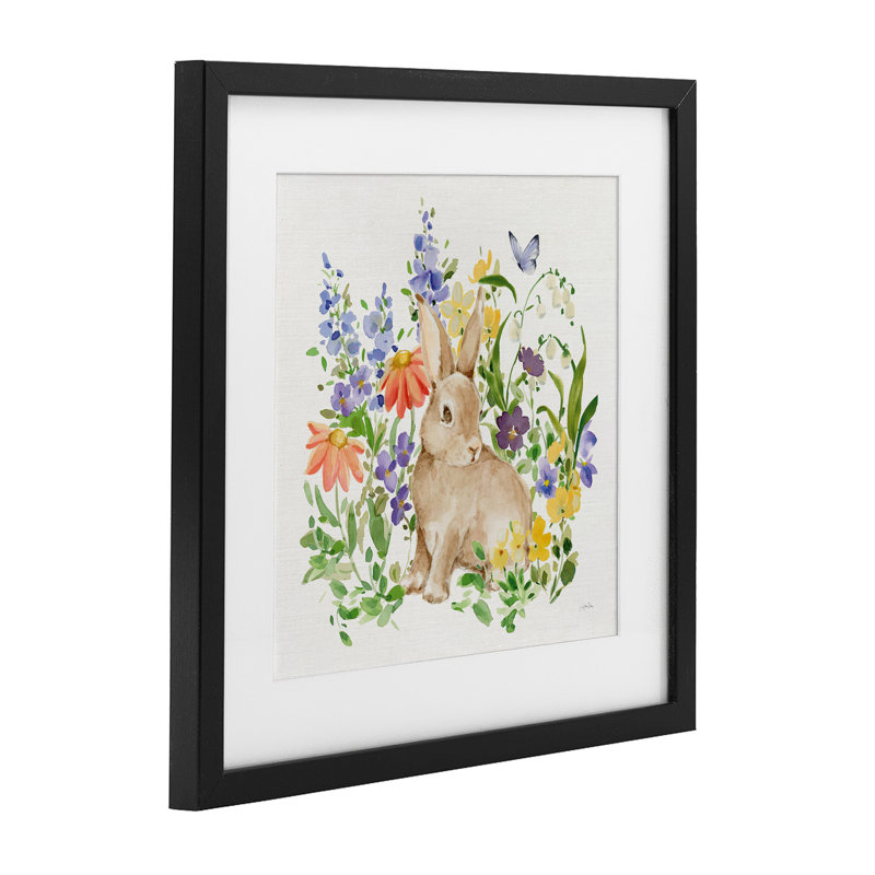 «Celebrate Spring Bunny», reproduction encadrée sous verre, conception de Katrina Pete, H 16 po x l 16 po, Cadre noir minuit