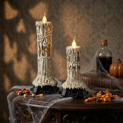 9-12" Led Ghost Candle Set of 2