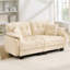 Canapé deux places Chenille Cloud avec 4 coussins, garniture à pompons, coussins rembourrés matelassés, design ergonomique, montage facile, canapé profond pour salon, bureau ou appartement-133657614-133657616