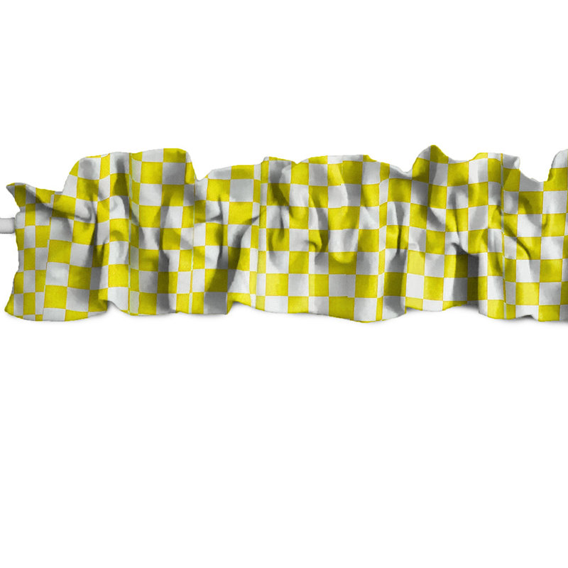 Checkerboard Print Sleeve Topper Window Valance, Yellow, 144" W x 9" L