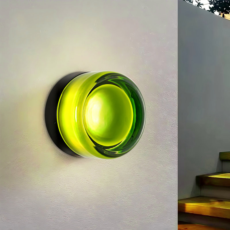 Adalat Led Dimple Flush Mounted Sconce, Green