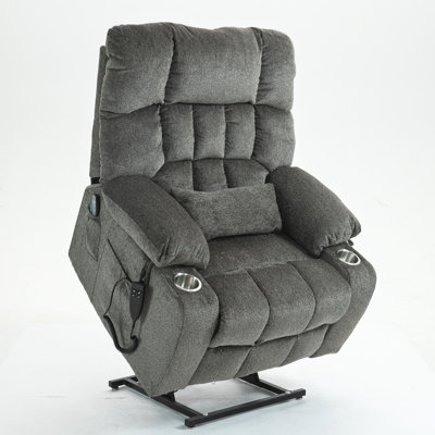 Power Lift Recliner Chair Lay Flat Recliner Fully Reclined In 73.22" Length Dual Motor Lift Chair With Heat And Massage