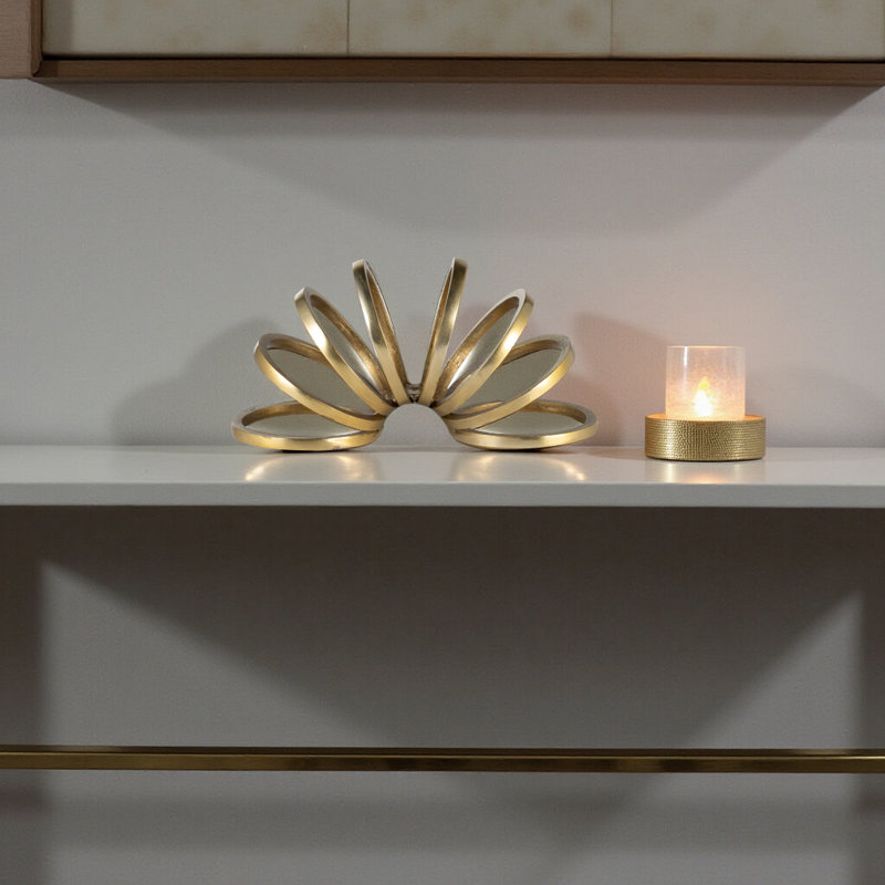 Decorative Metal Ring Object for Home Decor Sculpture - Modern Abstract Figurine for Stylish Decorations in the Living Room - Gold