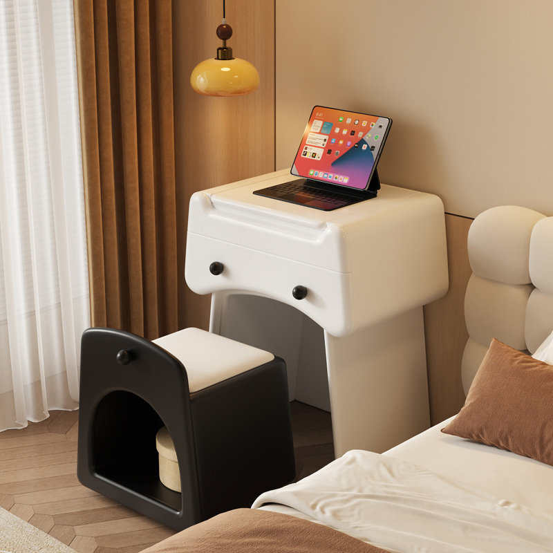 Ensemble de coiffeuse à couvercle rabattable moderne avec miroir lumineux et tabouret
