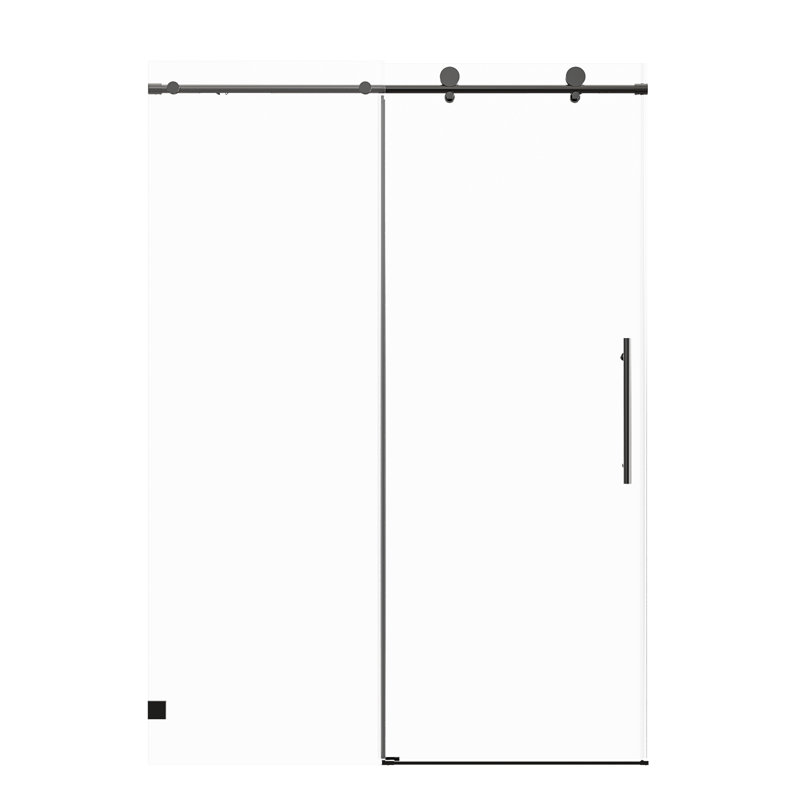 Porte de douche sans cadre à fermeture en douceur avec verre trempé de 5/16 po (8 mm) l 50 à 54 po x H 76 po Bafv, Noir mat